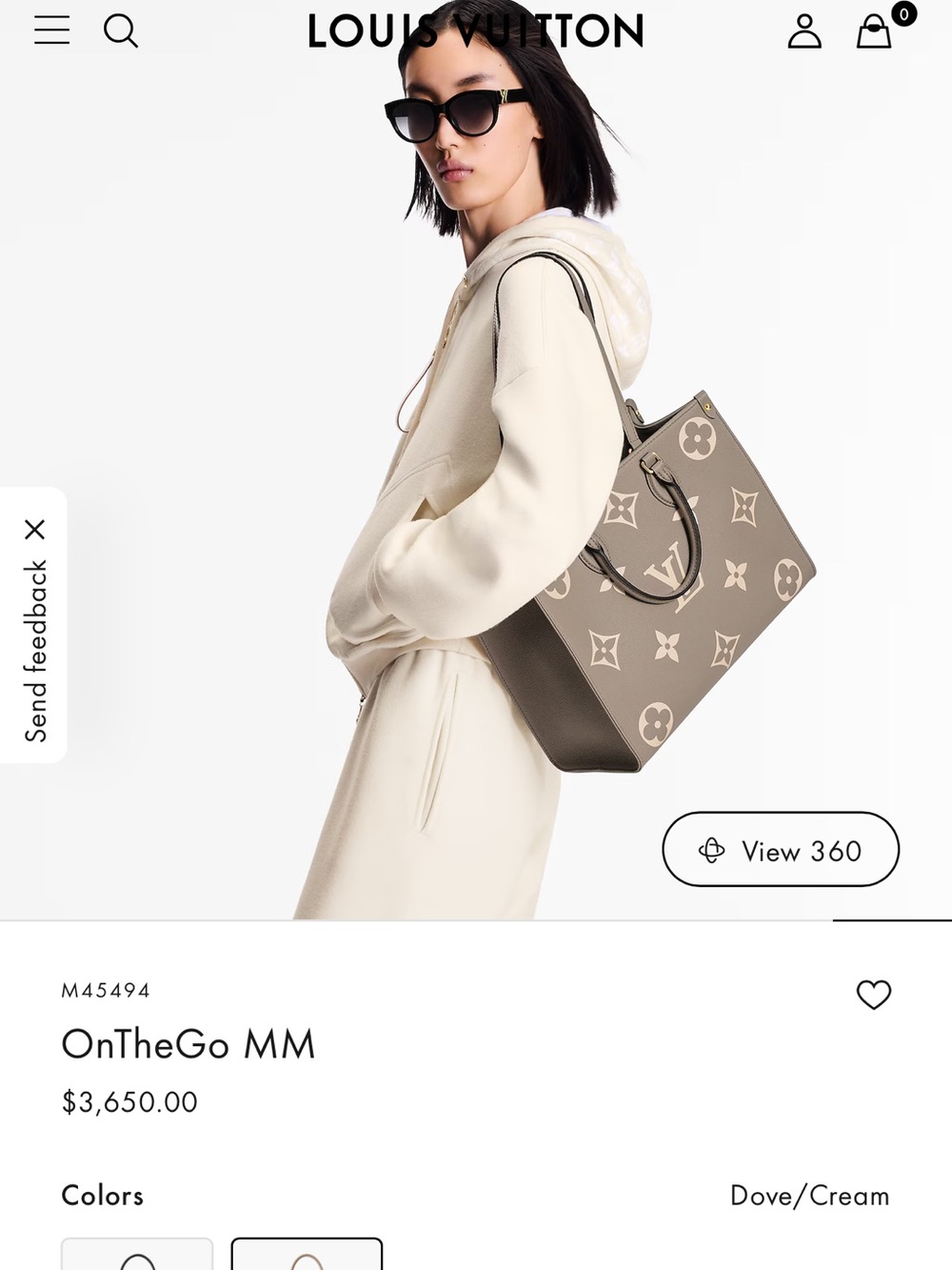 *Faux* Louis Vuitton Dove and Cream Monogram OnTheGo MM Tote